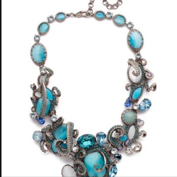 Sorrelli AQUAMARINE Aquatic Azure Crystal Statement Necklace (VERY rare) - Picture 3 of 9